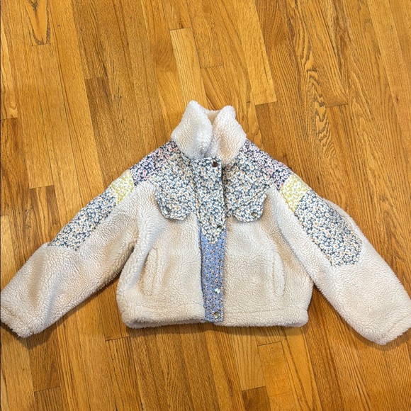 Blank NYC Kids Cozy Cream and Blue Patterned Jacket Size M - Picture 1 of 6